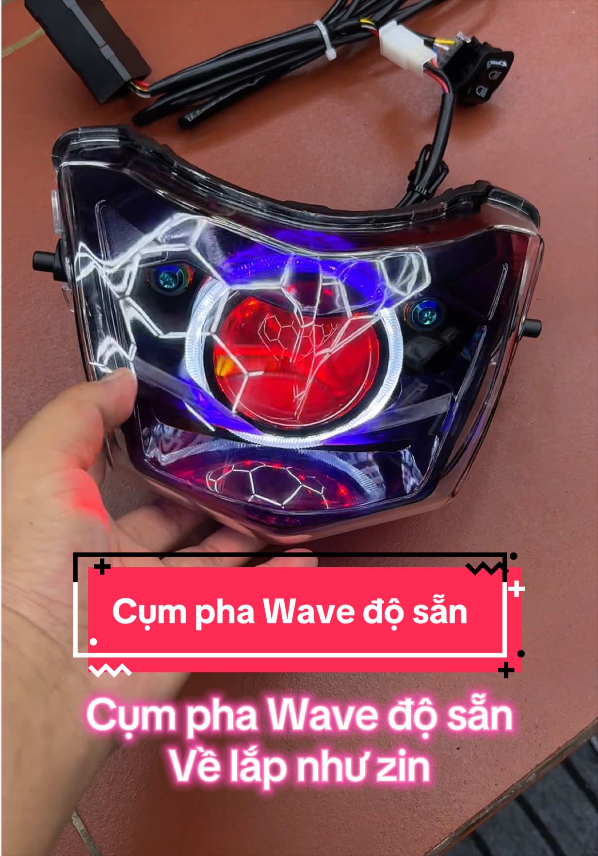 Cụm đèn pha Wave độ sẵn bi Về lắp như zin #denphawave #cumdenphawave 