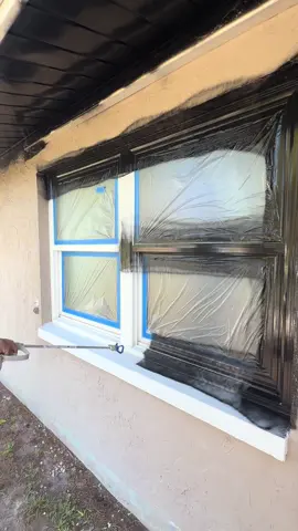 Black window frames 🎬👀 #fyp #satisfying #spraypainting #window #black 