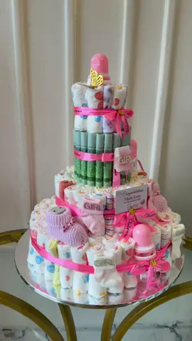 Newborn tower goals 😍🍼🎀 Everything baby needs in one beautiful gift! 🥹✨ #newborntower #baby #girl #gift #fyp 