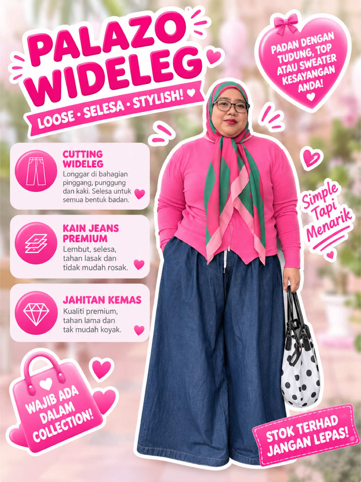 Palazo besar kita dah mai dah teman2 . Nampak acika live masuk deg #plussize #plussizefashion #plussizeedition #widelegpants #palazzo 