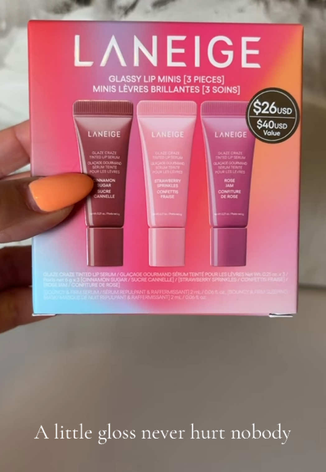 Three flavors because choosing just one is not the vibe 💋✨ Keeping one in my purse, one in the car, and one by my bed. Which one are you grabbing first? #Laneige #LipGlossObsessed #GlossyLips