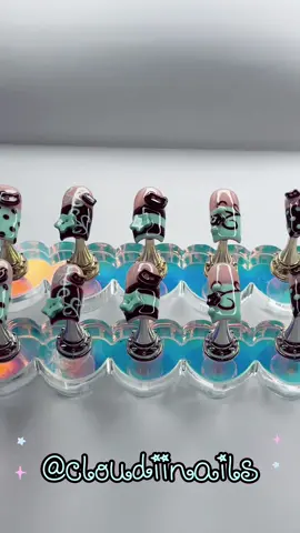 Mint Brown Button Swirl Star Set ☆⋆｡𖦹°‧★ Aren’t they adorable 🤩🩵🤎 I also uploaded a YouTube video of me creating this nail set so if you want to watch that search up my username on YouTube or click the link in my bio 💜💜 ˚₊‧꒰ა ☆ ໒꒱ ‧₊˚ Available for purchase at CloudiNails Etsy Shop (link in bio). Get 5% off when you favorite an item and 10% off next purchase✨ DM if you need assistance on how to order or have any questions!! 💜💜 ─ ⊹ ⊱ ☆ ⊰ ⊹ ─ #nailart #nailtech #fypシ #fyp #nailinspo 