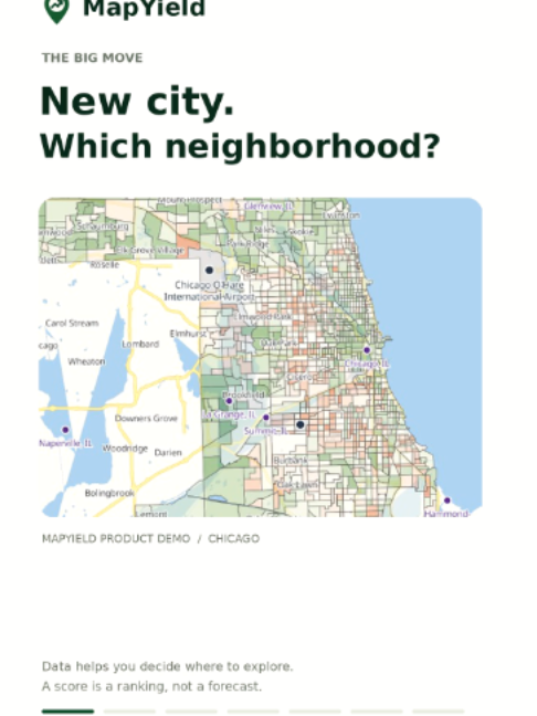 New city. Which neighborhood? Start your shortlist at mapyield.com. Real MapYield demo. Synthetic narration. Map imagery: Protomaps / © OpenStreetMap contributors. #MapYield #Moving #Neighborhoods #Relocation
