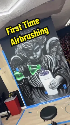 What you think so far ?  First time airbrushing🤔 Should i give up ? or keep it going ...  Booking New Clients 📲 Dm right now if your interested in booking a appointment.  #houstontattooartist #houstontattooshop #jonchambers #fyp 