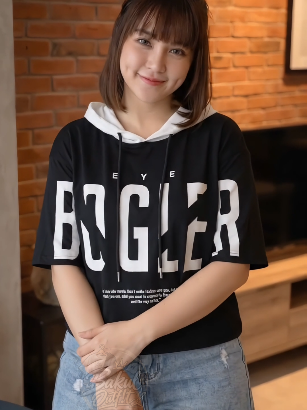 rekomendasi kaos Hoodie motif oversize pria wanita #outfit #OOTD 