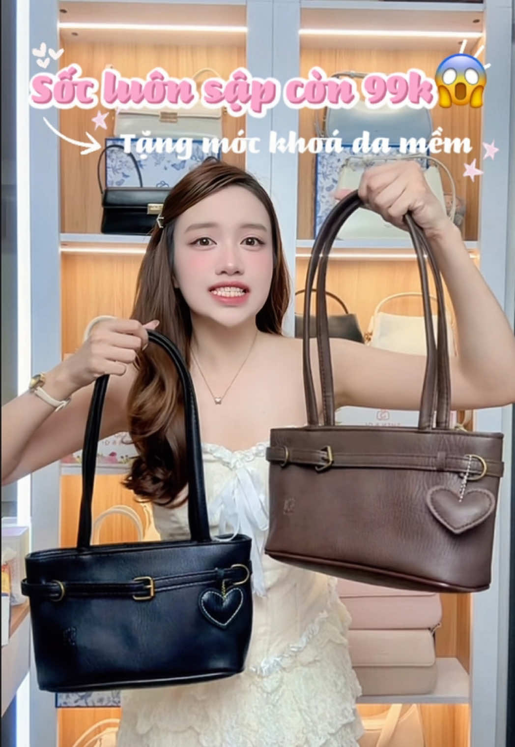 😱Sập giá sâu 99k tặng luôn móc khoá, túi hãng da mềm tranh thủ săn nha các chị ơi. #tuixach #tuixachnu #highlight #thuyanh🦢 #hanama 
