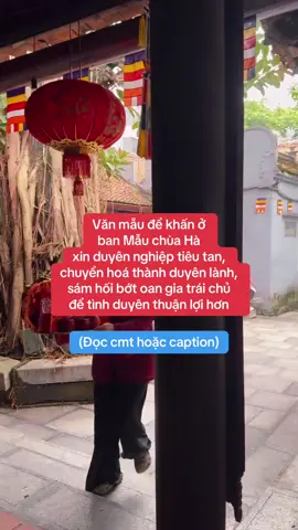 Nam mô A Di Đà Phật! (3 lần) Con kính lạy chư vị Thánh Mẫu, Hội đồng Thánh Mẫu cùng chư vị thần linh đang ngự tại chùa Hà. Hôm nay, ngày… tháng… năm…, tín chủ con là… Sinh ngày… tháng… năm… Hiện cư ngụ tại… Con thành tâm dâng hương hoa lễ vật, cúi xin chư vị chứng giám lòng thành. Con xin sám hối những lỗi lầm do thân, khẩu, ý đã gây nên. Những điều con vô tình hay hữu ý làm tổn thương người khác, nay con thành tâm nhận lỗi và nguyện sửa đổi. Con kính xin chư vị Thánh Mẫu từ bi gia hộ, giúp con hóa giải oán kết, tiêu trừ duyên nghiệp và chuyển hóa những mối duyên nhiều đau khổ thành duyên lành. Xin cho oan gia trái chủ của con được nhẹ lòng, buông bỏ oán hờn, cùng nhau hóa giải những điều còn vướng mắc. Nếu nhân duyên hiện tại còn thiện duyên, xin cho hai bên biết trân trọng, thấu hiểu, chung thủy và cùng nhau vun đắp. Nếu duyên đã mãn, xin cho đôi bên được buông xuống trong bình an, không níu kéo, không oán trách và không làm tổn thương nhau. Con cầu xin đường tình duyên được thuận lợi, gặp người chân thành, tử tế, có trách nhiệm và cùng con hướng đến cuộc sống ổn định. Xin cho con đủ sáng suốt để nhận đúng người, đủ tỉnh táo để tránh duyên xấu và đủ bao dung để gìn giữ duyên lành. Con nguyện sống thiện lành, giữ lời ngay thẳng, biết yêu thương và không gieo thêm tổn thương cho bất kỳ ai. Cúi xin chư vị Thánh Mẫu chứng tâm và gia hộ. Nam mô A Di Đà Phật! (3 lần) #creatorsearchinsights #tinhduyen #chuaha 