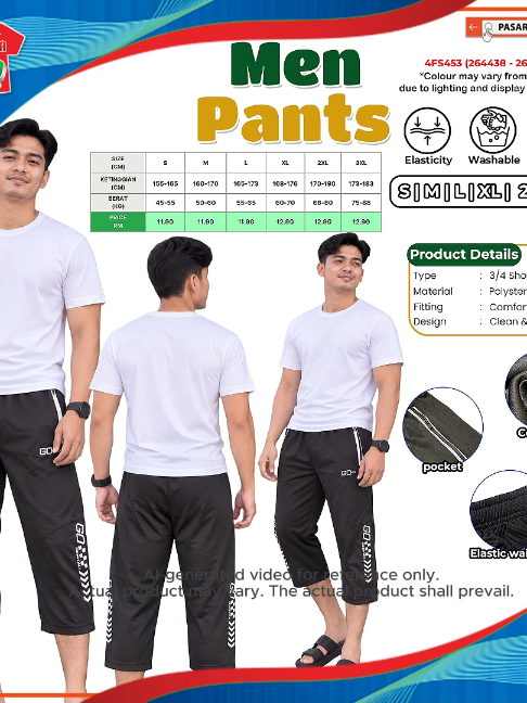 Bermula RM11.90 sahaja?! 😳🔥 Seluar tiga suku lelaki yang memang sesuai untuk gaya santai! ✅ Kain ringan ✅ Sejuk dan bernafas ✅ Pinggang bergetah ✅ Ada poket berzip ✅ Saiz sampai 3XL Hitam pula memang senang nak padan dengan apa saja. 😎 Pakai santai boleh, keluar jalan pun nampak kemas — saiz korang yang mana? 👀 #SeluarLelaki #SeluarTigaSuku #GayaLelaki #PakaianSantai #HargaJimat #PilihanLelaki