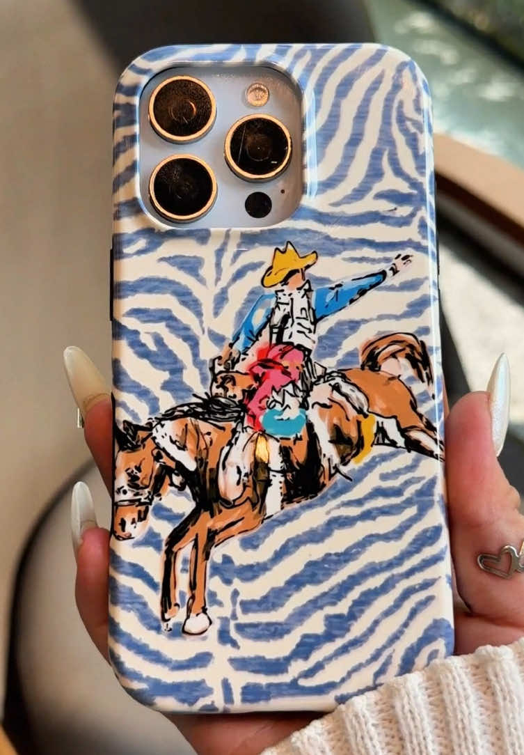 This blue zebra print rodeo cowboy phone case is such a vibe 🤠#WesternAesthetic #CowboyPhoneCase #RodeoVibes #IphoneCase #sohochic

