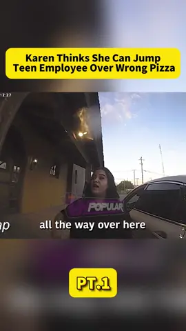 Karen Thinks She Can Jump Teen Employee Over Wrong Pizza#cops#policeofficer#copsusa#bodycam