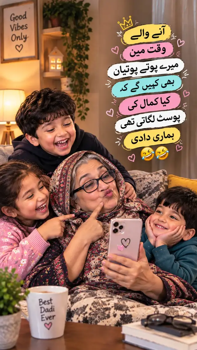 آج پوسٹیں ہم بنا رہے ہیں، کل ہماری  پوسٹیں ہمارے پوتے پوتیاں دیکھیں گے 🤣🤣❤️ #UrduQuotes #FunnyPost #DesiHumour #Dadi #GrandmotherLove 