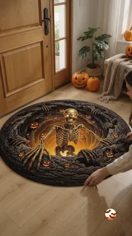Scare your guests without scaring your wallet 💀 #HalloweenRug #SpookyDecor #3DIllusion #TikTokShop #HalloweenSeason