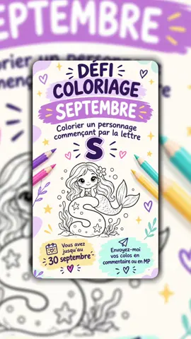 🎨✨ DÉFI COLORIAGE DE SEPTEMBRE ✨🎨 Ce mois-ci, le thème est simple : colorier un personnage de dessin animé commençant par la lettre S 🔤💜 🖍️ À vous de choisir votre personnage : S comme… 👀 ✨ Simba ✨ Stitch ✨ Sally ✨ Sulli ✨ ou tout autre personnage de dessin animé commençant par S ! 📅 Vous avez jusqu’au 30 septembre pour participer 📸 Une fois votre coloriage terminé, envoyez-moi votre création en commentaire ou en MP ! 💌 J’ai hâte de découvrir vos jolies interprétations 🥹🎨💜 Alors… quel personnage en S allez-vous colorier ? 👇✨ #coloriage #coloriagemystere #colo #defi #disney 