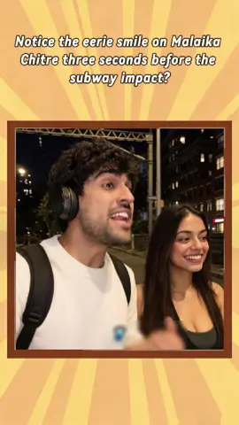 Did you notice that three seconds before Navam Kaul and Malaika Chitre were struck by the subway, an eerie smile appeared on Malaika Chitre’s face? In fact, this was no accident!#springstreet#usa#tiktok#fyp 