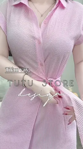 Tông hồng xinh quá ạ, đầm sơ mi thanh lịch tôn dáng 🌸🌸 #tutustore #thoitrang #damthietke #D1921
