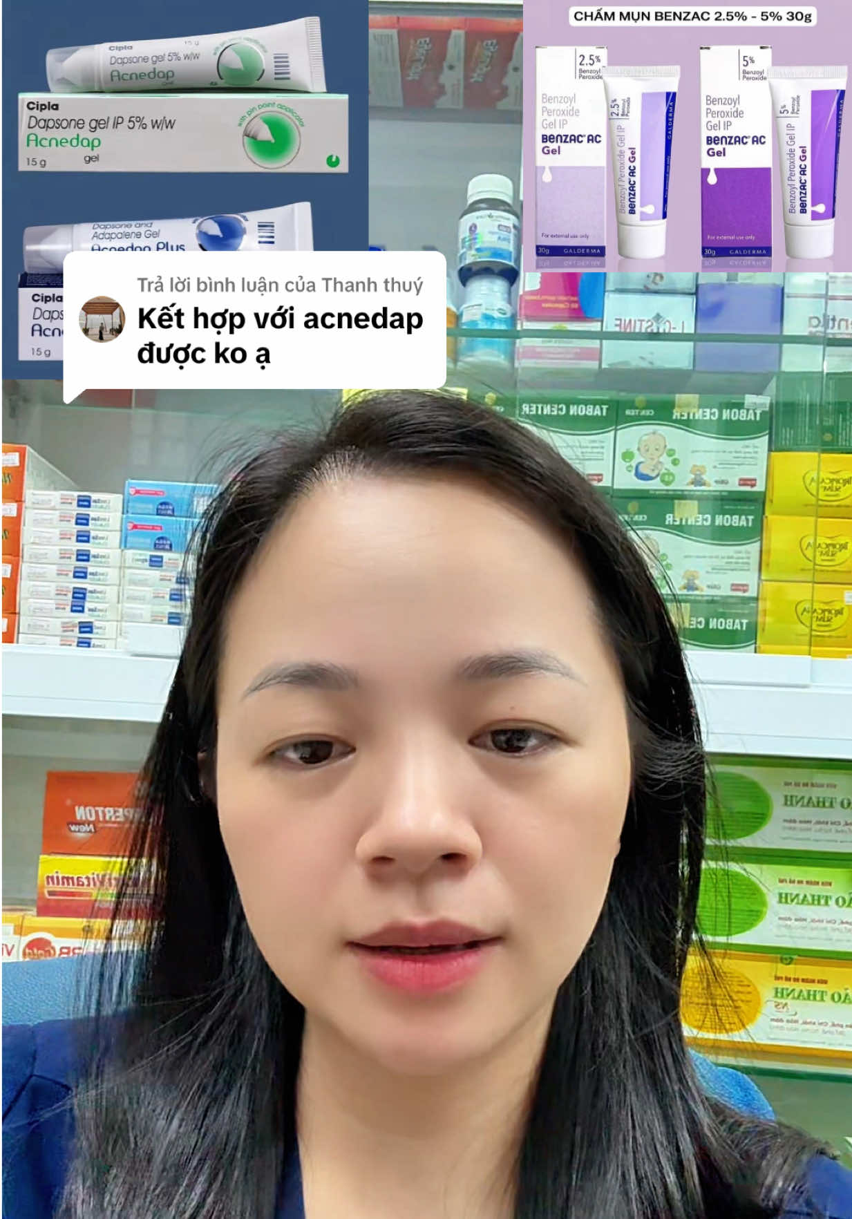 Trả lời @Thanh thuý 180926#acnedap#dapsone#munnoitiet#benzac#munviem