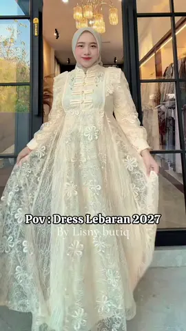 Spesial Evana Dress mewah warna soft butter yellow model terbaru Lebaran 2027 #fyp #gamismewah #gamisterbaru #gamislebaran2027 #gamiskekinian 