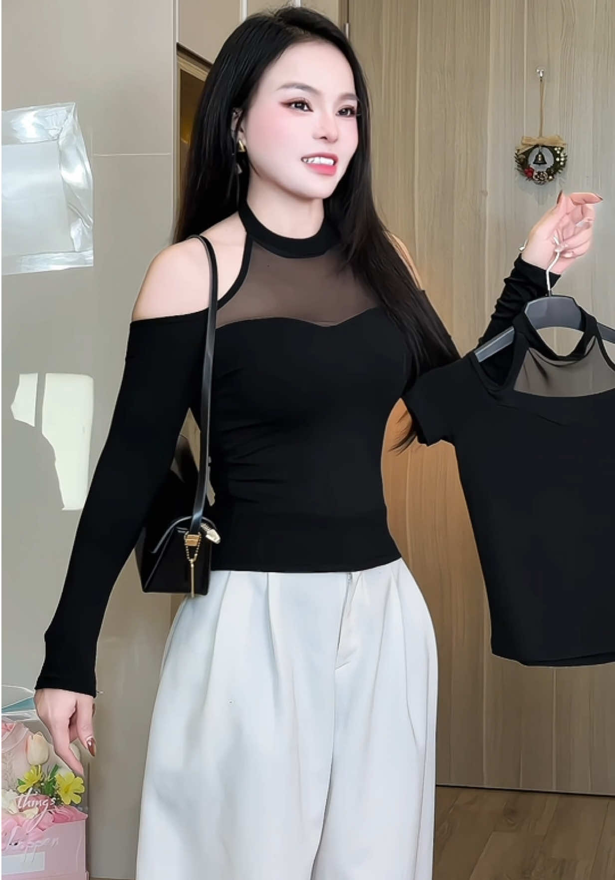 Áo trễ vai phối lưới xinh xiu tôn dáng lắm nha #gucuahue #aoxinh 