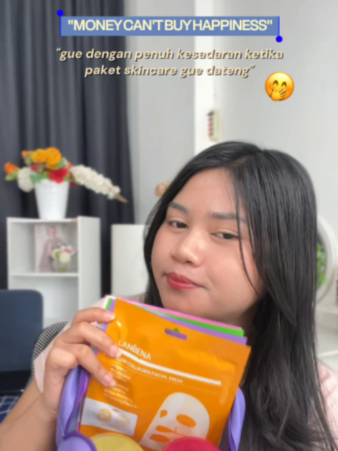 Kata siapa uang nggak bisa beli kebahagiaan? Kebahagiaan gue bentuknya paket skincare Lanbena yang baru nyampe! 🙂‍↕🫵🏻 #lanbenaskincare #kantungmata #maskermata #skincareroutine
