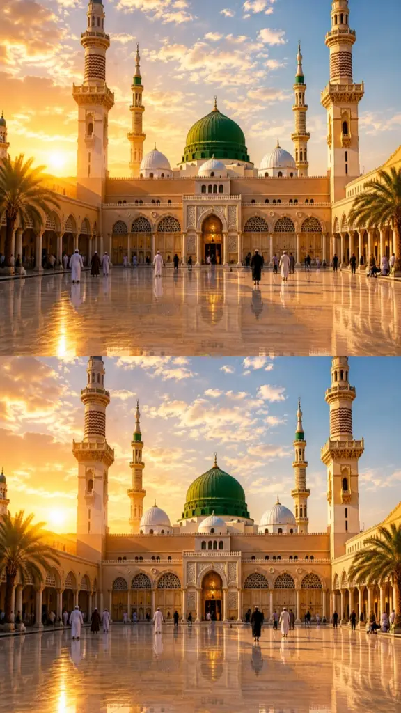 madinah munawra  Madinah,The city of the prophet, Shines bright A become of faith, where's Islam history flight  The Masjid an_Nabwi,a masque grandeur and might Where the prophet Muhammad,s tomb is a sacred sight The city streets are linedwith date palms green and tall A tranquil oasis,Where faith and place enthrall Madinah rich history and heritage are palpable and real madinah,s rish history and heritage are palpable and real A place where Muslims from all over the world come to feel The city,s warm hospitality and welcoming smile  Make it place of pilgrimage,worth traveling a long while