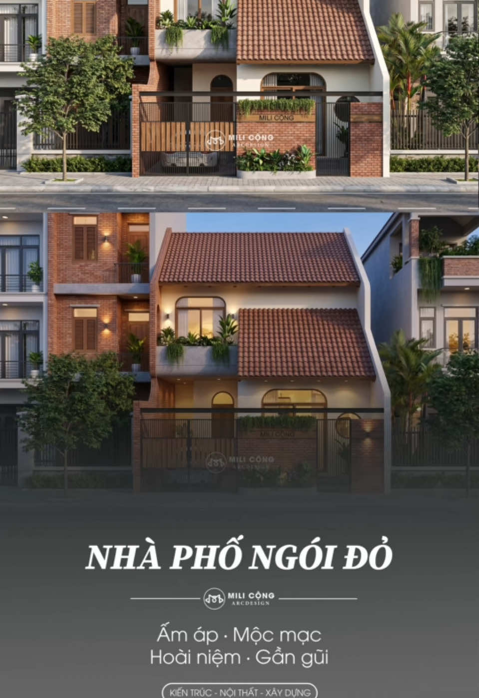 Ngôi nhà ngói đỏ trong lòng thành phố 🏡 Mộc mạc và Ấm áp 🥰 #milicong #thietkenhadep #kientruc #nhadep #xuhuong 