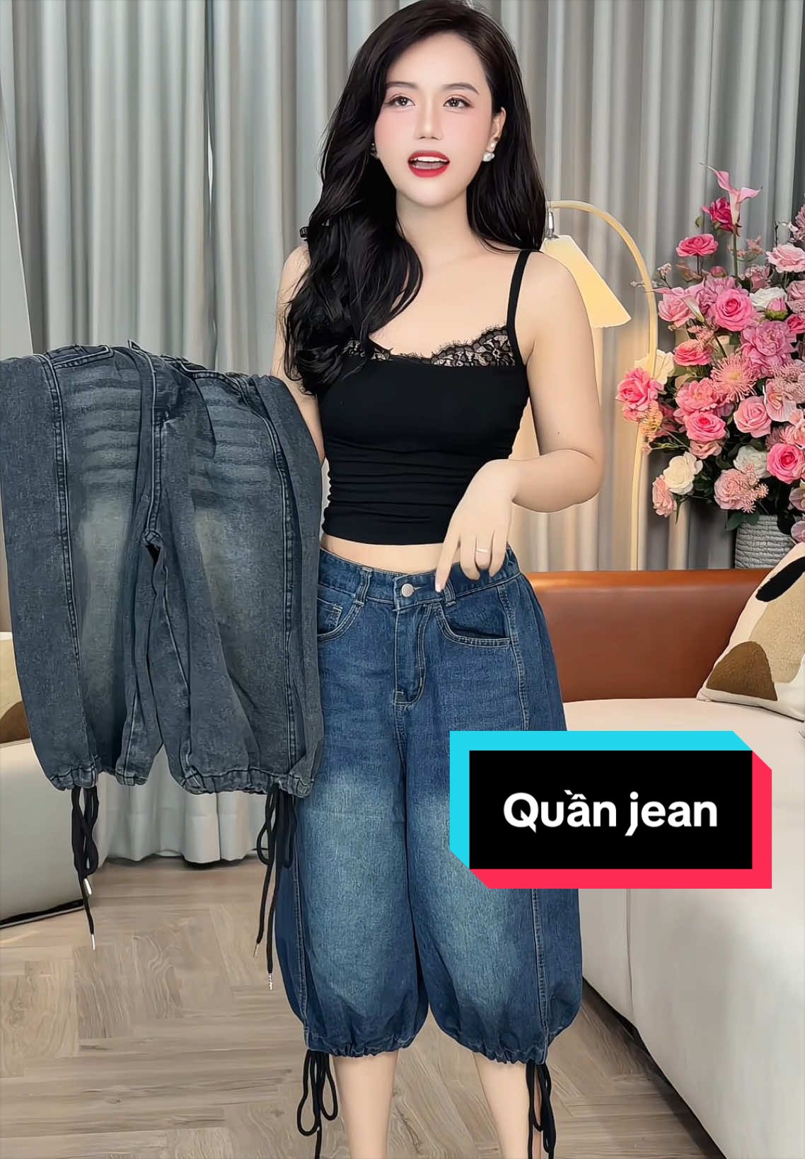 Quần Bò Lửng Nữ Dáng Baggy #quanjean #quanbagy #outfit #thoitrangnu #xuhuongthoitrangnu 