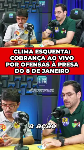 Clima esquenta: Cobrança ao vivo por ofensas à presa do 8 de janeiro. #debate #podcasts #redcast #mdgcortes2