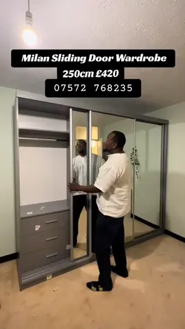 Full Mirrored Sliding Door Wardrobe  Colour: Oak, Black, grey & White  250cm £420  Assembly service available on demand  #wardrobe #cupboard #furniture #manchester #unitedkingdom 