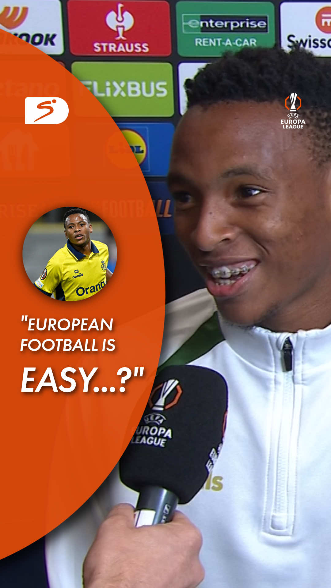 “European football is easy, no?” 🤭 Relebohile Mofokeng reacts to his European football debut in which he scored for Union SG in their #EuropaLeague opener agains Vikrotia Plzen ⚽️ #SSFootball 