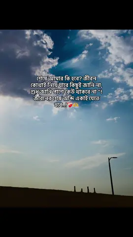শেষে আমার কি হবে? জীবন কোথাই নিয়ে যাবে কিছুই জানি না, শুধু জানি পাশে কেউ থাকবে না 