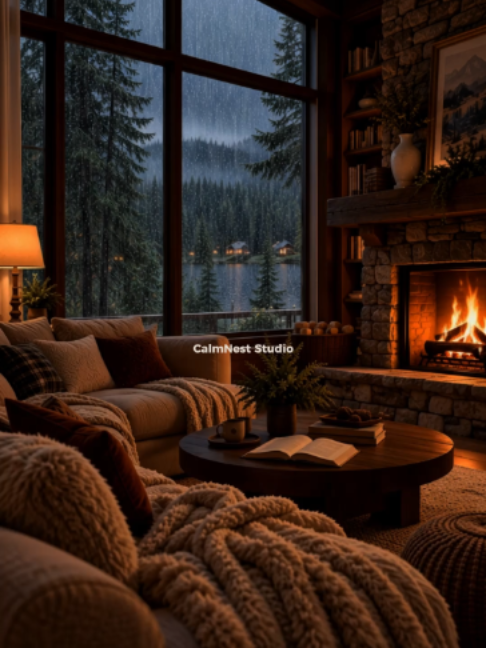 Stay here for a little while. Let your mind slow down. Would you stay in this cozy room tonight? #RainSounds #CozyAmbience #SleepSounds #RelaxingRain #CalmNestStudio