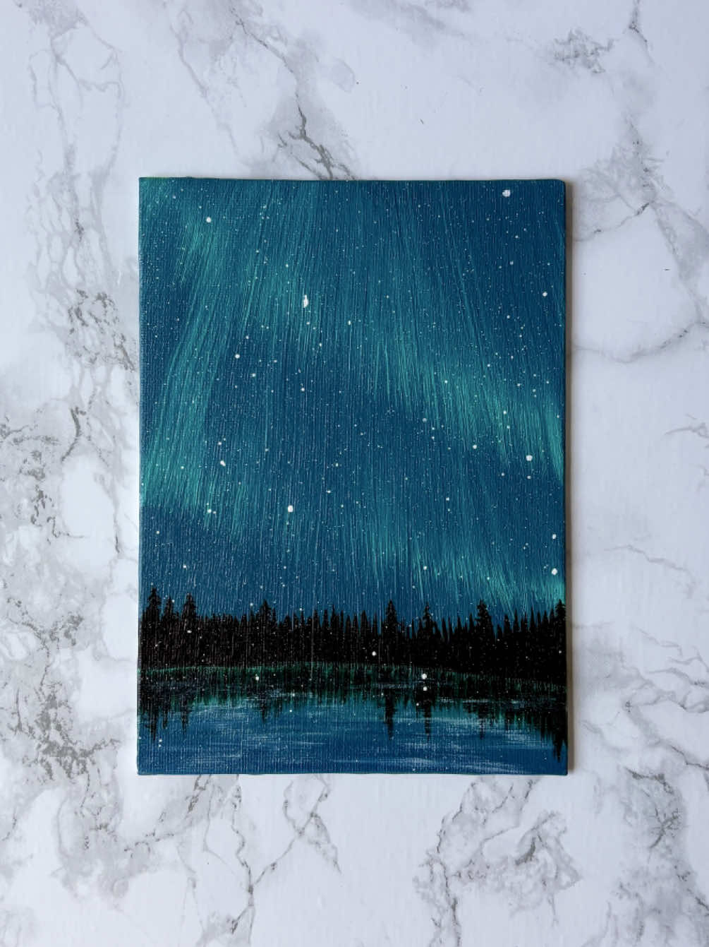 Frozen Lake  Easy Painting Idea for Beginners 13,5x18 cm 5'×7' - - - - - - #easyart #paintingideas #howtopaint #canvas #paintingtutorial