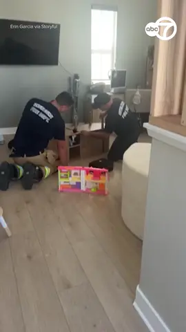 Firefighters rescue panicked kitten after it became trapped in cabinet