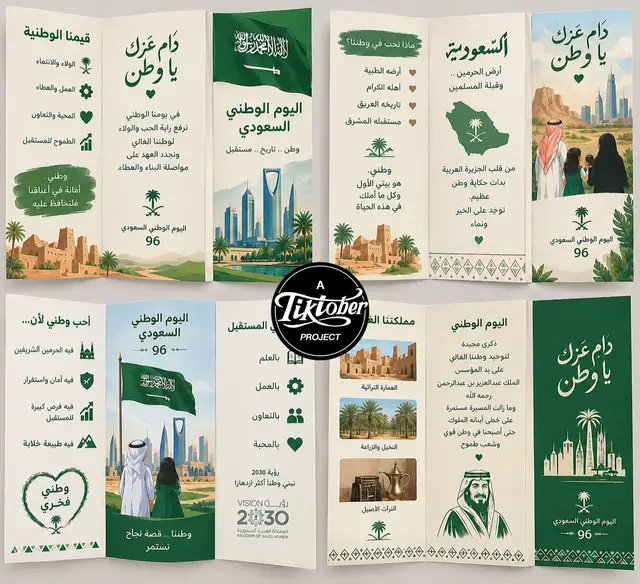 مطويات ومشاريع ليوم الوطني نعملها لكم بكل حُب للطلب حياك خاص 💚🤍🤍