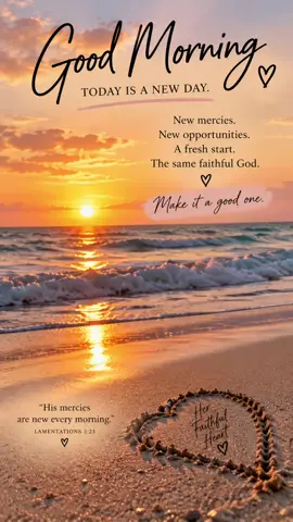 Good morning, beautiful soul. 🌅🤍 Whatever yesterday looked like, today is a fresh start. You get another chance to breathe, begin again, and trust God with what you can’t control. New day. New mercy. Same faithful God. 🙏🏼✨ Go make today count. 🤍 #HerFaithfulHeart #GoodMorning #ChristianWomen #FaithOverFear #TrustGod