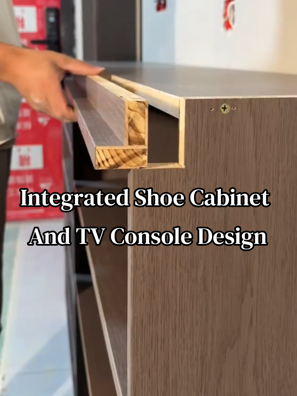 Shoe cabinet, entryway console, and TV stand all in one! Do you guys like this kind of design? #shoecabinet #tvcabinet #entrywaycabinet #woodworking 