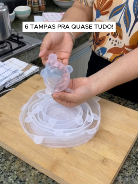 Tampas que Esticam! #dicasdecozinha #donadecasa #utilidadesdomesticas #cozinha como conservar alimentos na geladeira, tampa elástica, utilidades para cozinha, substituto para plástico filme, organização de geladeira