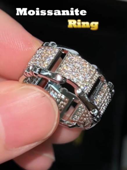 Hip Hop Moissanite Link Ring. Shine Bright, Pay Less!#delzzad #moissanite #tiktokshopstockup #jewelrytiktok #icedoutjewelry #iceout #viraltiktok #moissanitering #hiphopjewelry #chunkyring #giftguide #menring #link