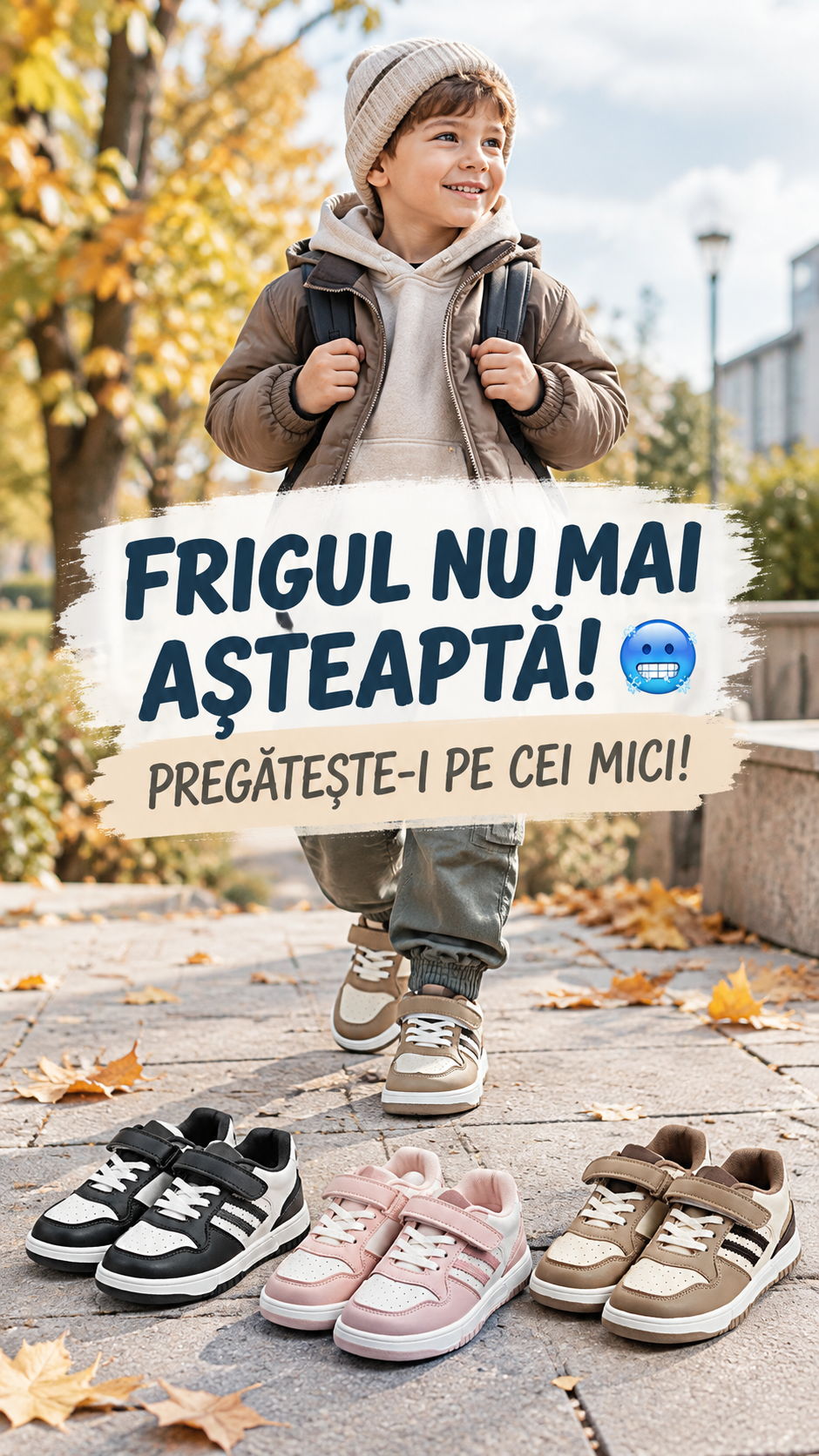 Se anunță zile mai reci? 𝗣𝗿𝗲𝗴𝗮̆𝘁𝗶𝗺 𝘀̦𝗶 𝗽𝗶𝗰𝗶𝗼𝗿𝘂𝘀̦𝗲𝗹𝗲 𝗰𝗲𝗹𝗼𝗿 𝗺𝗶𝗰𝗶! 🍂👟Uite 3 modele de pantofi sport pentru fete și băieți, la 349 lei, cu interior moale și închidere ușoară cu scai!konfi.md/magazine 👉 Îi găsești la Konfi!#Konfi #Moldova #SezonRece #IncaltaminteCopii #Toamna
