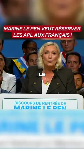 Marine Le Pen et le Rassemblement National remettent la « préférence nationale » au cœur du débat. Leur objectif : réserver les APL aux citoyens français et rendre les nationaux prioritaires pour l'attribution des logements sociaux et étudiants.                                           Ce qu'il faut retenir : • Fin des APL pour les résidents étrangers selon la proposition de Marine Le Pen. • Priorité aux Français pour les HLM, affirmée par Jordan Bardella. • Objectif affiché : refaire de la France un pays de propriétaires.   Que pensez-vous de cette mesure proposée par Marine Le Pen ? Donnez votre avis en commentaire !