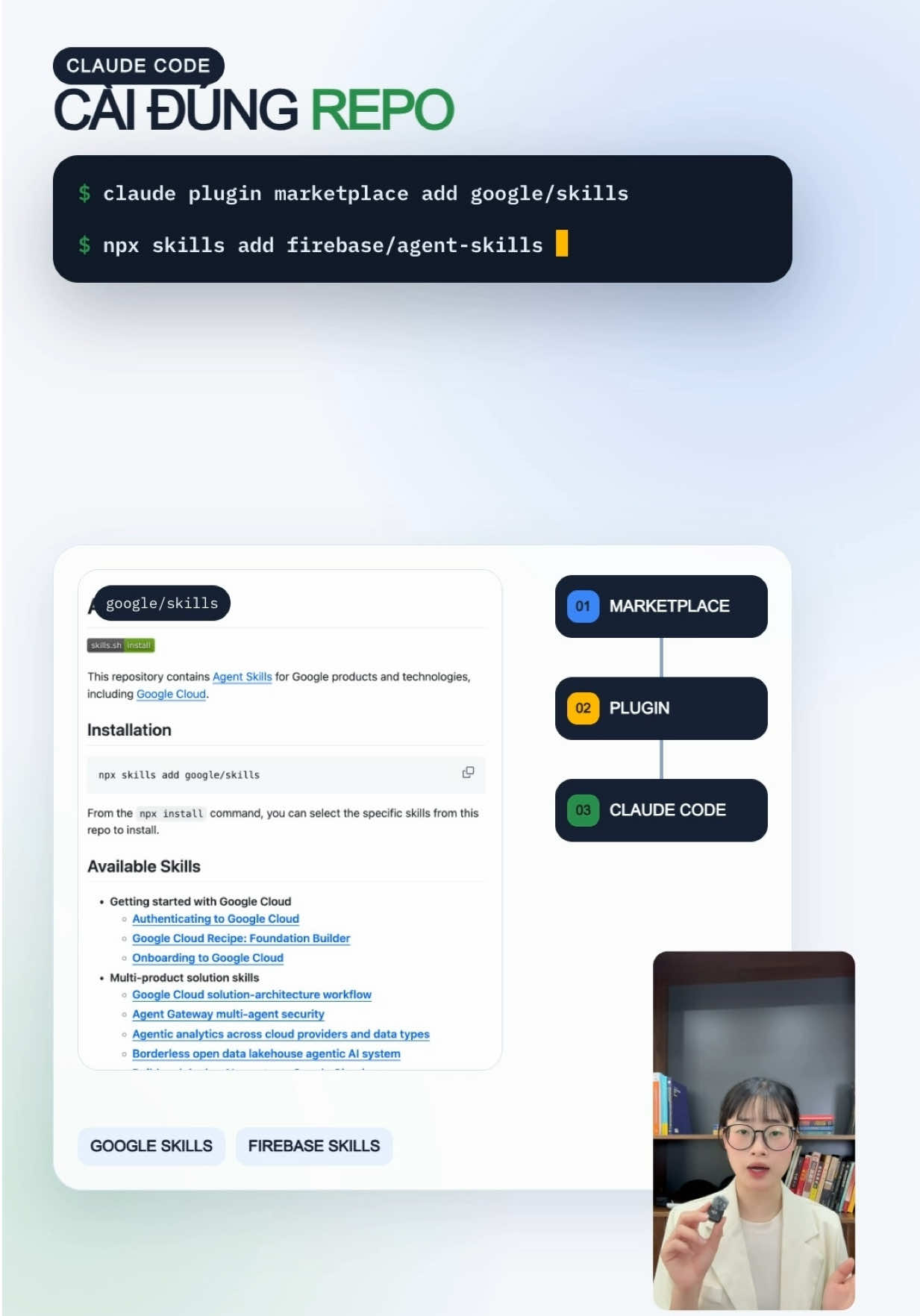 Google đã viết sẵn sàng hàng trăm skill giúp Claude code làm việc đúng hơn với Google cloud, bạn đã thử chưa??#tieuyenai #claudeai #skills #ainews #claude 