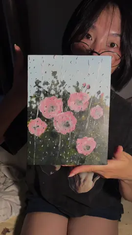 วันนี้ฝนตก 🌧️  งานเขียนสีอะคริลิคบนเฟรมผ้าใบแคนวาส ขนาด 15.5*20.5 ซม. 🙇‍♀️🙏🏻 #art #fyppppppppppppppppppppppp #วาดรูป 