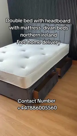 🛏️ Brand New High-Quality Divan Beds & Mattresses Available in all sizes & colours ✨ UPGRADED mattress  🎨 Wide Choice of Colours Available Dark grey Light grey Pink Black Cream Silver Steel Mink 🛌 Divan Beds WITH Mattress • 3ft Single Divan bed with mattress – £220 • 4ft Small Double Divan bed with mattress – £275 • 4ft 6 Double Divan Set – £275 • 5ft King Size Divan bed with mattress – £305 • 6ft Super King Size Divan Set – £400 🧺 Drawers Optional  2 Drawers £55 🛏️ Beds WITHOUT Mattress (Includes Matching Headboard) • Single Bed – £170 • Small Double Bed – £180    Standrad Double bed - £180 • King Size Bed Headboard) – 205£ • Super King Size Bed  Headboad – £275 💤 upgraded mattress  • 3ft Single Mattress – £120 • 4ft Small Double Mattress – £145 • 4ft 6 Double Mattress – £145 • 5ft King Size Mattress – £170 • 6ft Super King Size Mattress – £200 🚚 FREE DELIVERY ACROSS NORTHERN IRELAND 💷 Cash on Delivery Cash on delivery  Whatsapp +44 7886 005560  @TikTok  #unfreezemyaccount  #foryou  #viralvideos 