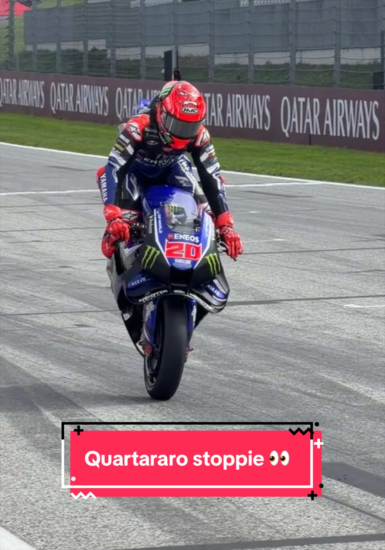 Fabio Quartararo dancing on his front wheel before the practice start. Proper stoppie! #motogp #fabioquartararo20 #yamaha #redbullring @fabioquartararo20 