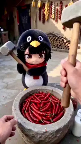 #gugugaga Making chili powder, and yet... #anime #funny #cute #pinguin #fyp #foryoupage❤️❤️ #viral 