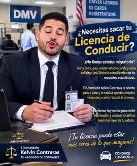 🚨 ¿Todavía no tienes tu licencia de conducir? 🚨 Si vives en Estados Unidos 🇺🇸 y necesitas orientación con el proceso para obtener tu licencia, podemos ayudarte paso a paso. 📋🚗 ✅ Solicitud ✅ Documentos ✅ Examen teórico ✅ Examen práctico ✅ Prueba de visión 📲 Escríbenos y recibe información sobre tu caso. ⚠️ Los requisitos dependen del estado y de tu situación migratoria. Infórmate antes de realizar cualquier trámite. #LicenciaDeConducir #DMV #LatinosEnUSA #LicenciaUSA #Tramites  