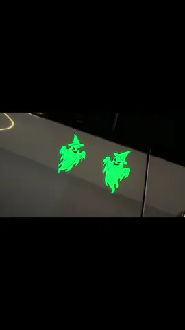 Halloween car mod alert! This glow-in-the-dark ghost sticker looks insane after dark #Halloween #Summerween #Halloweendecor