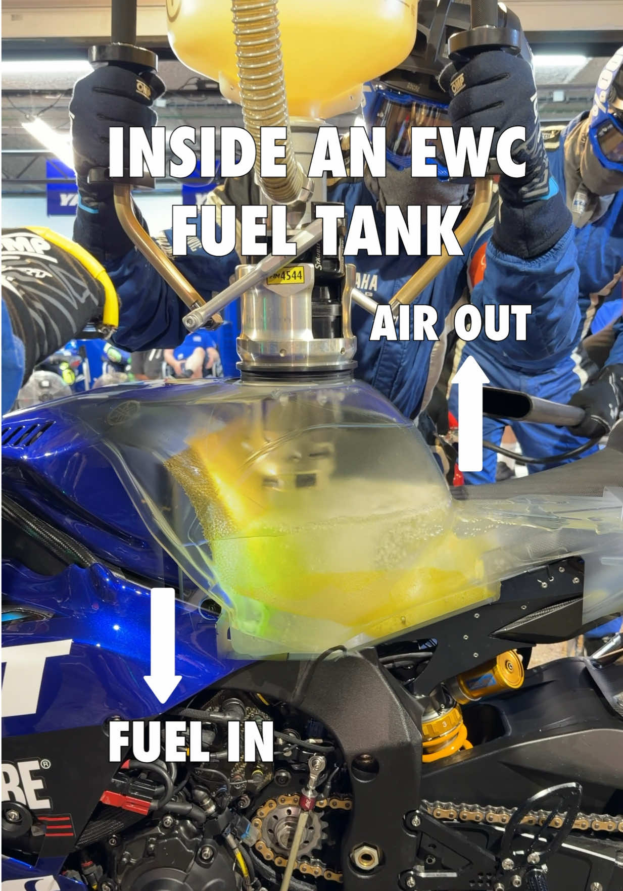 This is the part of an EWC pit stop you never normally see 👀 The Stäubli SAF45 dry-break refuelling system is designed to do two jobs at once: fuel flows into the tank while the displaced air is vented out, allowing up to 24 litres to be refuelled in under six seconds ⛽️ Usually, all you see is the connector go on and come straight back off. Here, we take you directly inside the process so you can actually watch the fuel rush in and the air being pushed out in real time. 24 litres in under six seconds. Blink and you’ll miss it ⏱️ #YamahaRacing #FIMEWC #BoldOr #PitStop #EnduranceRacing 
