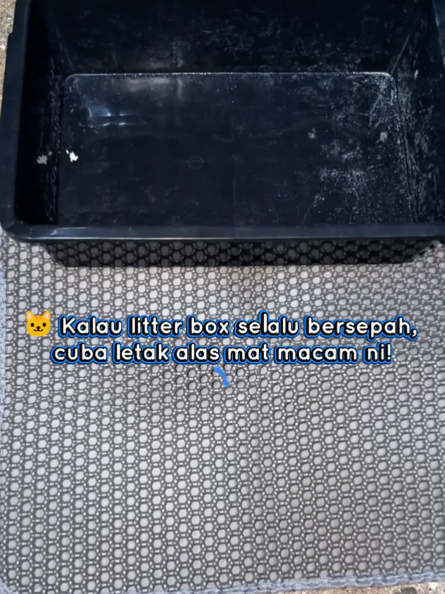 🐱 Kalau litter box selalu bersepah, cuba letak alas mat macam ni! #CatLitterMat #alaskucing  #LitterMat 