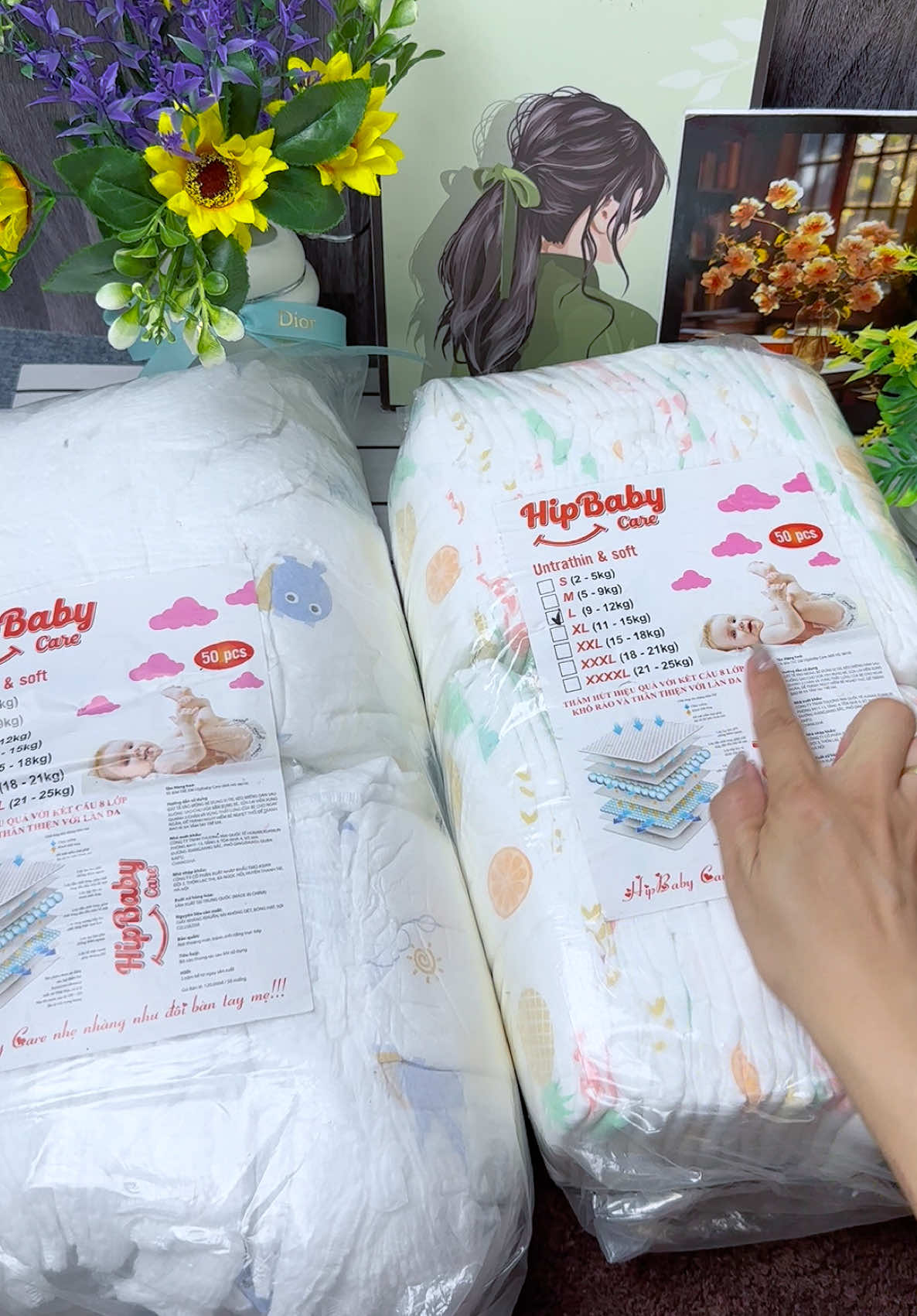 Combo 2 bịch 100 miếng bỉm hipbaby #hongngocxh3 #saleluongve #bimhipbaby #bimchobe 